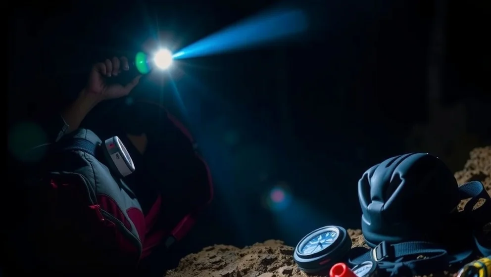 Pannlampa Lumonite Compass 1250 lm visar vägen